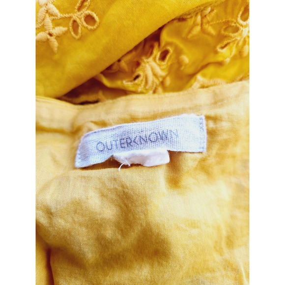 Outerknown Eyelet Kahlo Wrap Dress Eyelet Yellow Golden Rod - Picture 7 of 7